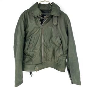 G Star Raw Green Leather Biker Motorcycle Jacket Women's Size M